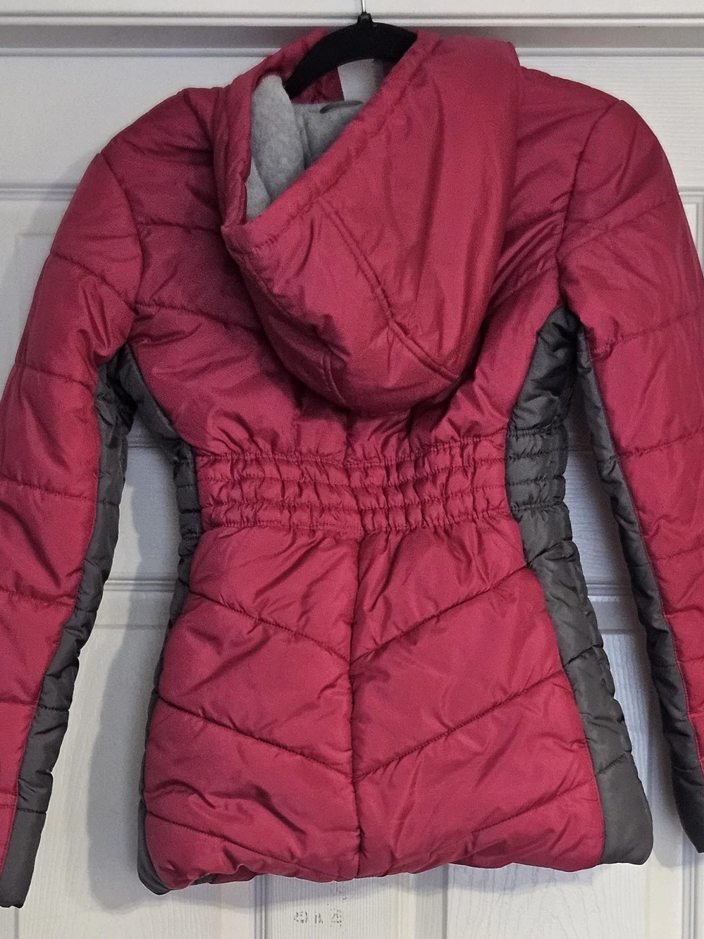 Calvin Klein Jeans Girls Pink Puffer Jacket with Gray Side Panels Flaw.See Pics!
